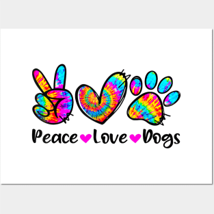 Peace Love Dogs Tie Dye Dog Paw Dog Mom Cute Mother's Day Posters and Art